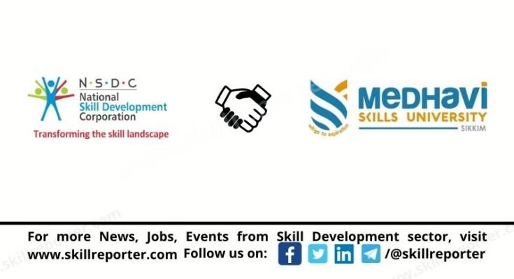 NSDC signed MoU with Medhavi Skills University in May 2022 to integrate skill courses with higher education