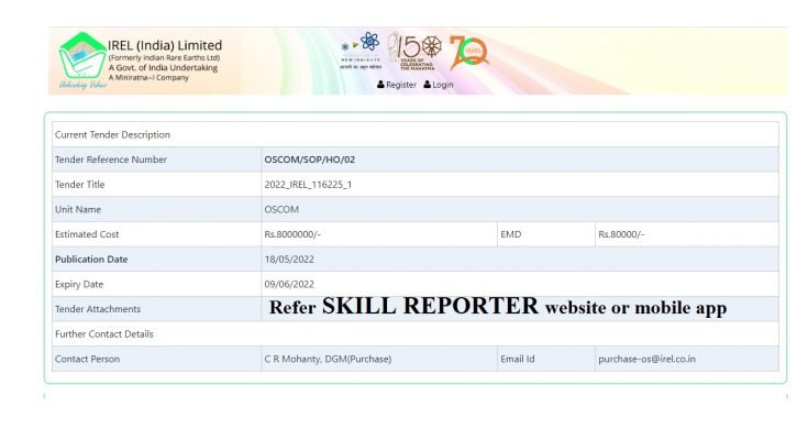Odisha Government Tender Engagement Of Agency To Impart Skills Up Gradation Training IREL OSCOM India; more details at Skill Reporter