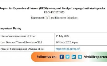 NSDC REoI Foreign Language Skill Development India Training July 2022