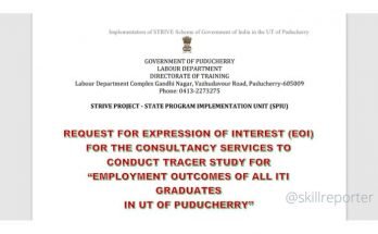 Puducherry Tracer Study ITI Employment EOI India Tender, read more on SkillReporter.com