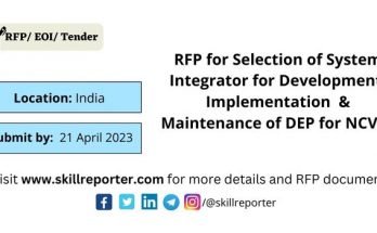 NCVET DEP RFP Tender India Skill Development 2023; read more at skillreporter.com