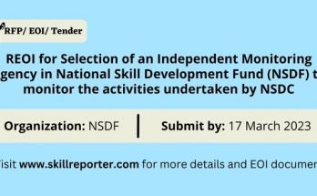 NSDF NSDC EOI Skill Development India Tender Monitoring Agency; read more at skillreporter.com