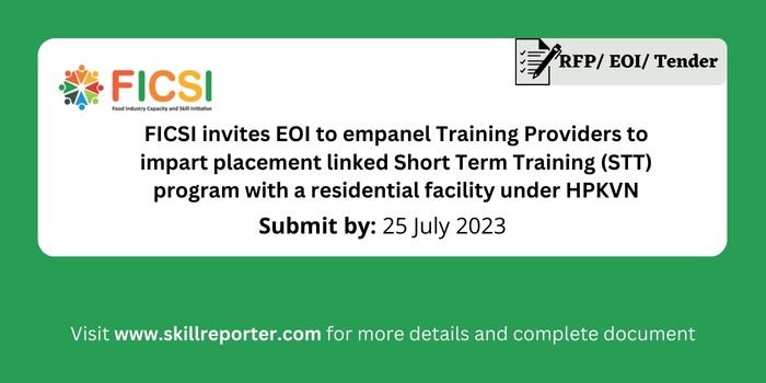 FICSI invites EOI tender from Training Partners to conduct skill development short term training under HPKVN Himachal Pradesh; read more at skillreporter.com