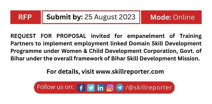 BSDM Bihar Women Child Skill Development RFP Tender India; read more at skillreporter.com