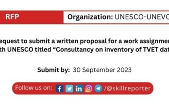 UNESCO UNEVOC RFP Tender for Consulting on Inventory of TVET Data; read more at skillreporter.com