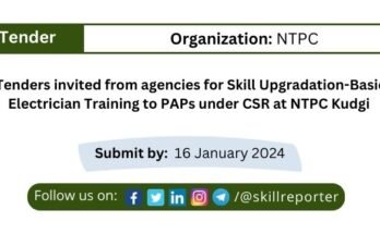 SkillReporter NTPC CSR RFP Tender Skill Development Upgradation Basic Electrician Training