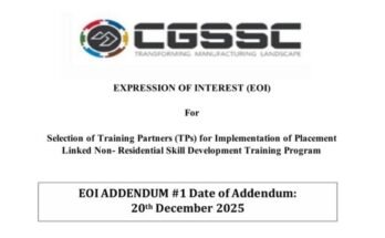 CGSSC EOI for Placement Linked Skill Development Training; read more at skillreporter.com