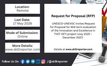 UNESCO UNEVOC RFP Mid-term Evaluation in TVET; read more at skillreporter.com
