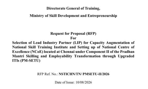 NSTI Chennai PM-SETU RFP Bid Tender Centre of Excellence; read more at skillreporter.com