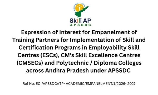 APSSDC EOI Skill Certification Programs in ESC, CMSEC, Polytechnics in Andhra Pradesh; read more at skillreporter.com